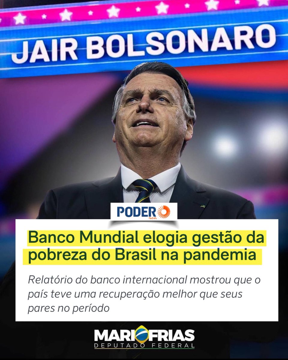mfriasoficial's tweet photo. Banco Mundial elogia gestão da pobreza do governo Bolsonaro. Foi caso único na América Latina.
A pandemia atrasou em década a redução da pobreza  dos países da América Latina e Caribe, menos no Brasil, graças à competência do governo Bolsonaro e do  ministro Paulo Guedes. https://t.co/Csh0etBsPb