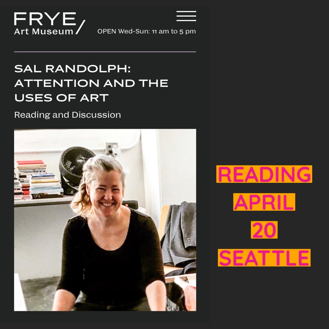 salrandolph's tweet photo. I’ll be in Seattle April 20 for a reading at the Frye Art Museum  in conjunction with the exhibition, The Third Meaning: ESTAR(SER) installs the Frye Collection. Free—registration link in bio. 

If you’re in Seattle, I’d love to see you! 

— Sal

@FryeArtMuseum https://t.co/NPhCmQOXaz