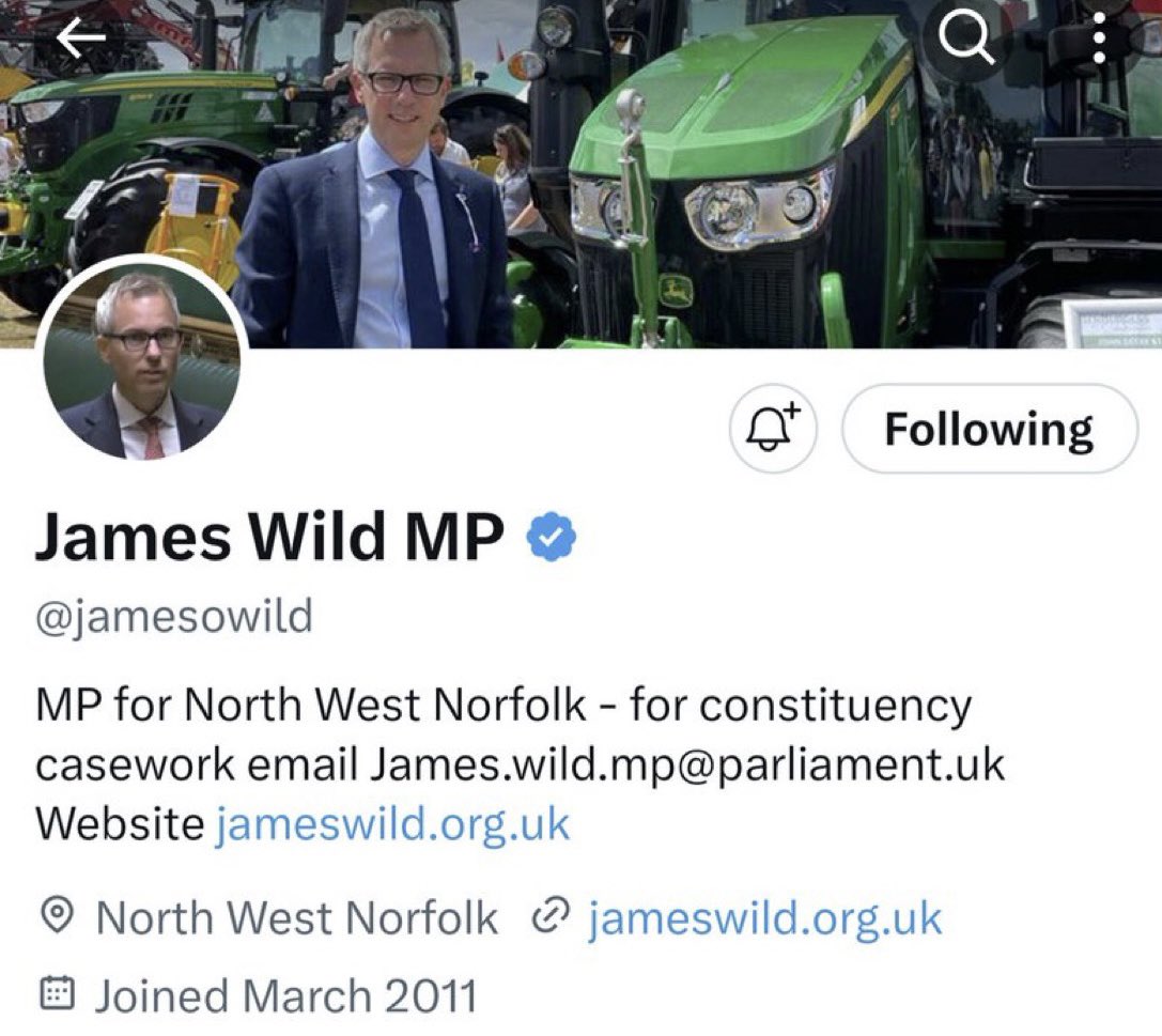 Easiest spot the difference ever‼️Poor old James. He always had that blue so prominent, the party name at the start of his bio + a proud Brexit architect. He wasn’t good enough for North Norfolk and #NorthWestNorfolk got dumped with him! Can’t wait to see his next leaflet 🤦🏼‍♂️