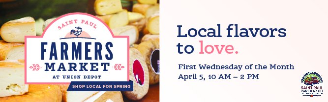 StPaulMarket's tweet image. We are INDOORS tomorrow at the @UnionDepot Farmers' Market in St. Paul, MN 

10:00 AM - 2:00 PM 

#alwaysfresh #alwayslocal #stpaulfarmersmarket #uniondepot