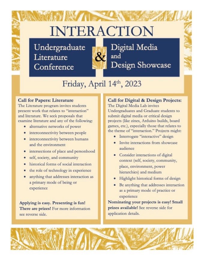 PittLitProgram's tweet image. Call for Papers and Digital Projects: The English Literature Conference and Showcase will be occurring on Friday, April 14th, and we ask that all submissions be sent in by Thursday, April 6th. The link to apply is in our bio! We hope to see you there!