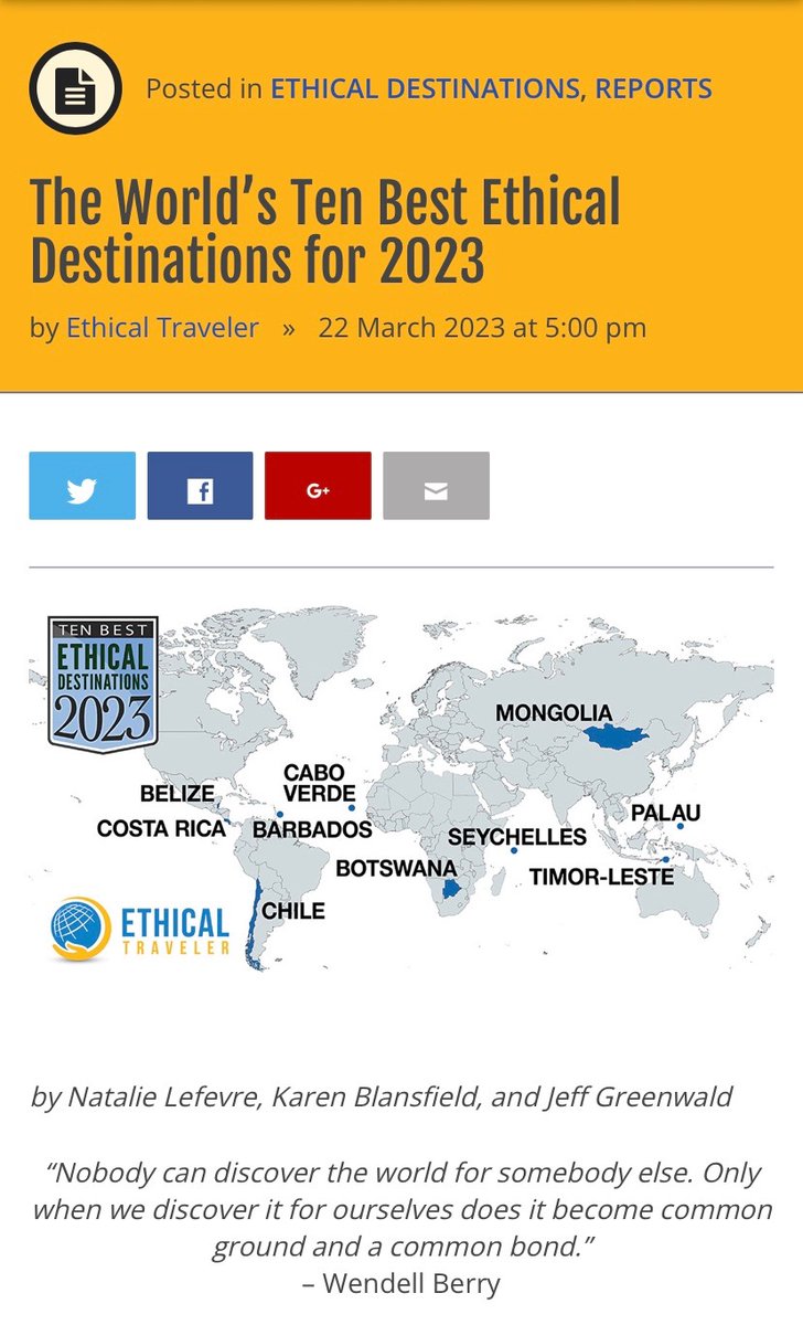 The Ethical Traveler’s 2023 Report on “The World’s Ten Best Ethical Destinations” was published with acknowledgement of students in our recreation program!  Read the report here: ethicaltraveler.org/reports/destin…… #sjsupublichealthandrecreation
📷