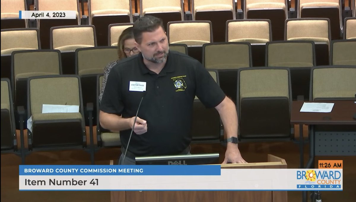 FOPDIST5's tweet photo. Earlier today, members of @FOPDIST5 spoke at the @BrowardCounty Commission meeting regarding a line of duty death benefit for police officers and firefighters in Broward. Very glad that this effort led by @mark_bogen  unanimously passed. https://t.co/3iDJIisxdY
