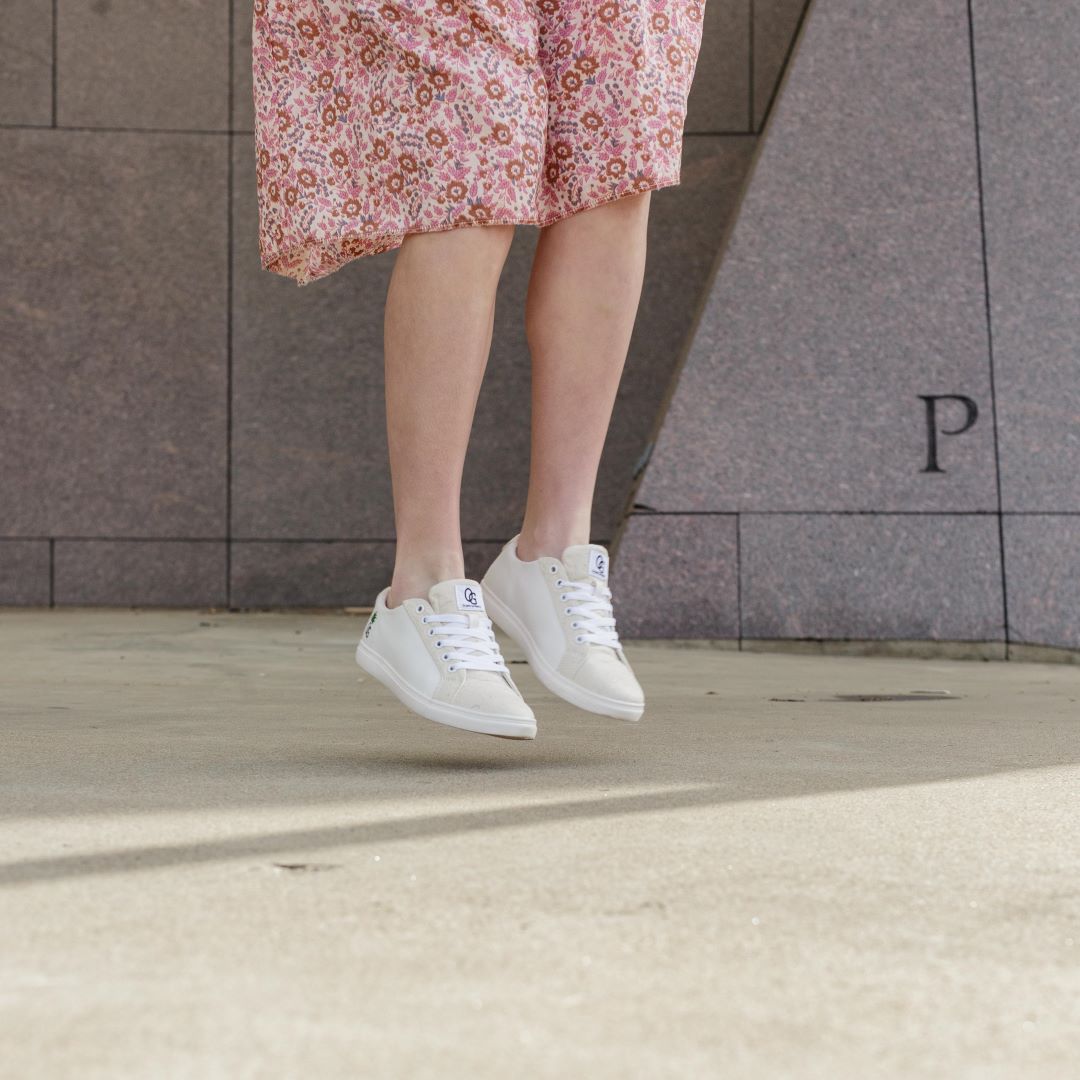 Jump for joy!  You’re wearing stylish and sustainable sneakers!  Made from plants and made for you!  #SustainableSneakers #StylishSneakers