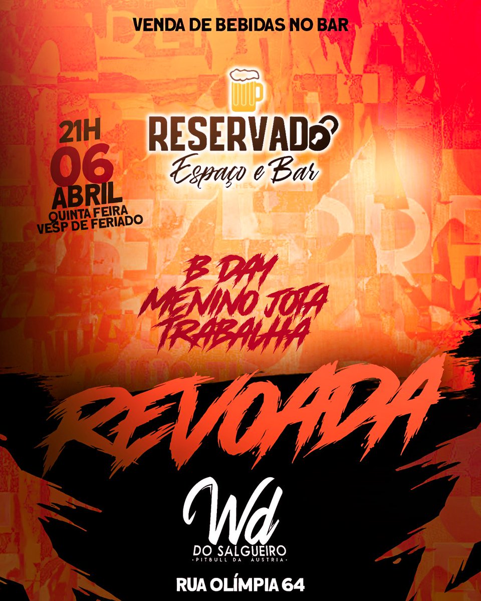 Reservadobar's tweet photo. Quinta feira, dia 06/04 vesp de Feriado. Tem Revoada 💥🤧 https://t.co/wdQJqLtrjm