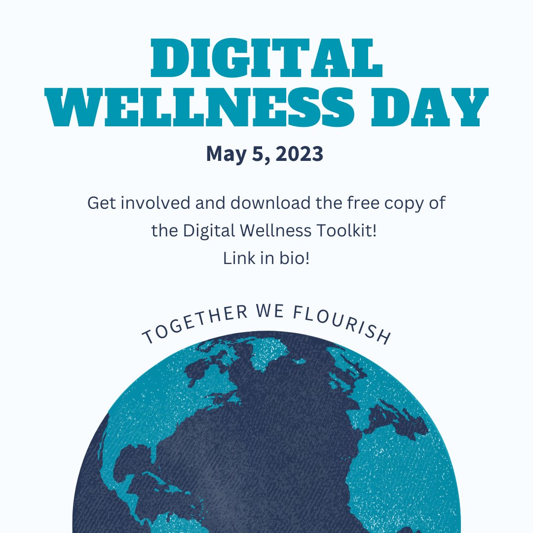 Digital Wellness Day is May 5, 2023! 🌎

Digital Wellness Day is a #global movement and international holiday dedicated to mobilizing the masses. Together, we practice a pause and optimize our relationship with #technology. 📱

Download the FREE educational tool kit, link in bio!
