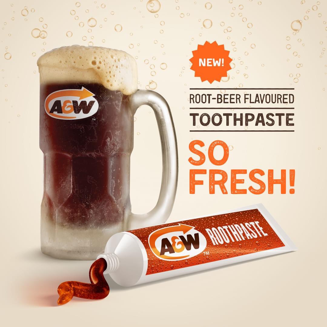 Corporate marketing has really gone off the deep end lately. It's an April Fool's thingy, but still, very Gen Z #CorporateMarketing #RootBeer #RootbeerToothpaste #AprilFools #GenZ