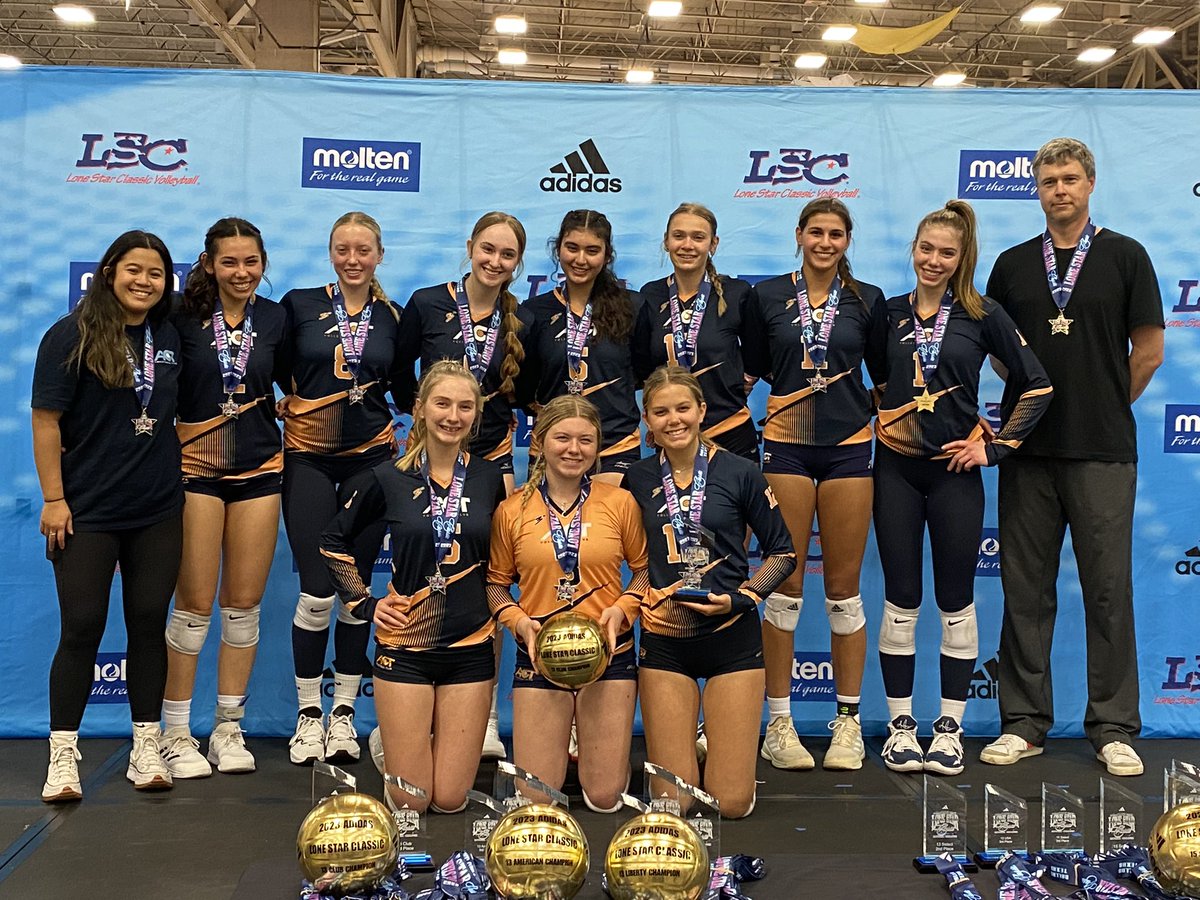KateDaltonVB's tweet photo. Introducing the Champions of the Lone Star Classic! Undefeated Gold Medalists! I love these girls! @VBallrecruiter @CoachSamWol23 @Jennabanz @vballphil https://t.co/3wtEYruLvx