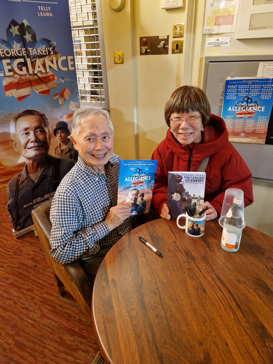 Saw <a href="/allegiancebway/">Allegiance</a> for the 2nd time, and it still impresses. The cast are amazing, the set is minimal but v effective, and the musicians so skillful in showing off the singers. Lucky me noted a sign that the cast will sign programmes if we queue... Thank you, Mr <a href="/GeorgeTakei/">George Takei</a>
