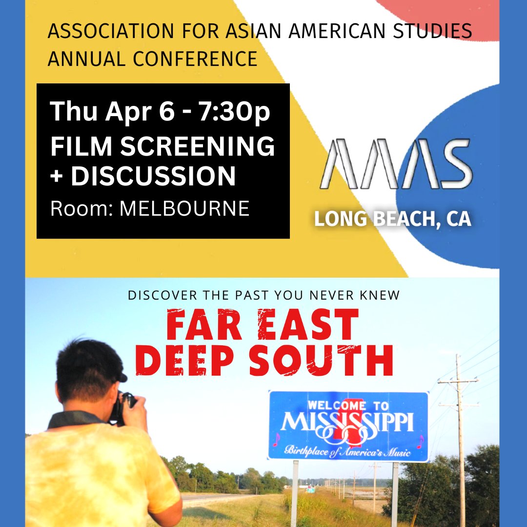 Who's going to #AAAS2023 <a href="/AAAStudies/">AAAStudies</a>? I'll be there w/ <a href="/onlywon/">Only Won aka Baldwin Chiu</a> to show <a href="/FarEastDeepSo/">Far East Deep South</a> Thu 4/6-7:30p. We'll be on panel w/
⭐️Francis Tanglao Aguas <a href="/DrexelUniv/">Drexel University</a> 
⭐️R. Benedito Ferrao <a href="/williamandmary/">William & Mary</a> 
⭐️<a href="/HeidiKKim/">Heidi Kim</a> <a href="/UNC_AAC/">UNC Asian American Center</a> 
⭐️<a href="/therealBenTran/">Ben Tran</a> <a href="/VanderbiltU/">Vanderbilt University</a> 
⭐️ Min Zhou <a href="/uclaaasc/">UCLA Asian American Studies Center</a>