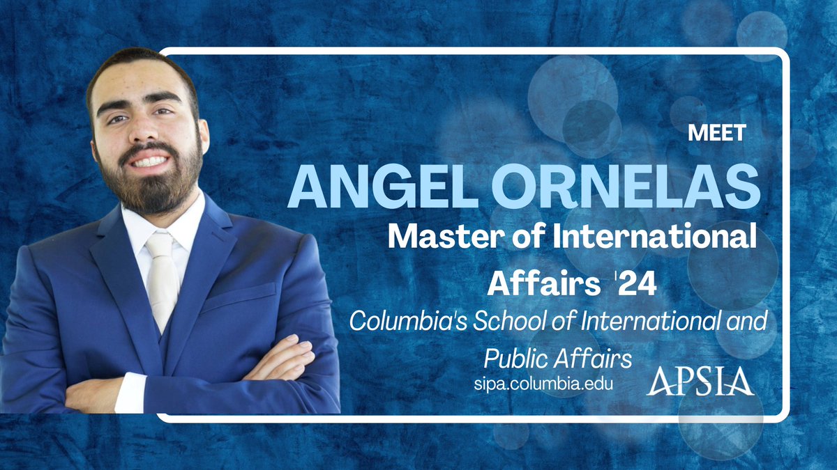 @angelornelasbol is a first-year student at <a href="/ColumbiaSIPA/">Columbia | SIPA</a> pursuing a Master's in International Affairs with a focus in Social Policy. Angel's interest in international relations began during his time in Mexico City as an exchange student and conducting an oral history project.