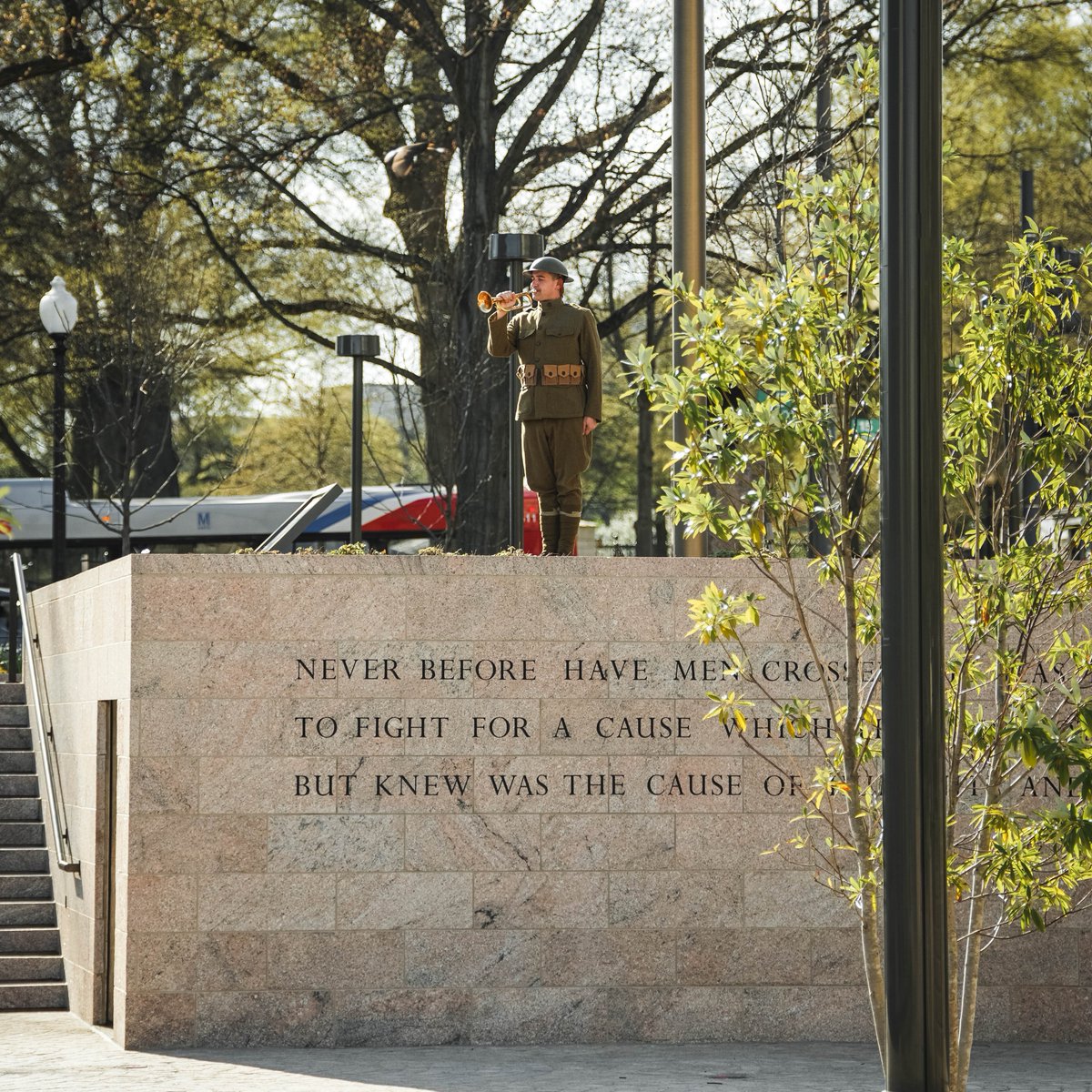 Commanders's tweet photo. Coach Rivera had the honor of visiting the World War I Memorial for today’s playing of Taps, where they paid tribute to him and his father Eugenio Rivera 🇺🇸 

@DoughboyFound | #HTTC https://t.co/hGcghgNXWi