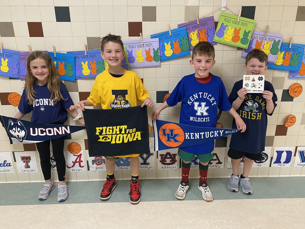 These students made a SLAM DUNK on our March Madness Reading Challenge! 🏀Between the four of them they read for over 3,000 minutes this month! Thanks to <a href="/UConnHuskies/">UConn Huskies</a> <a href="/universityofky/">University of Kentucky</a> <a href="/TheIowaHawkeyes/">The Iowa Hawkeyes</a> and <a href="/NotreDame/">University of Notre Dame</a> for congratulating and sending these students a goodie bag!