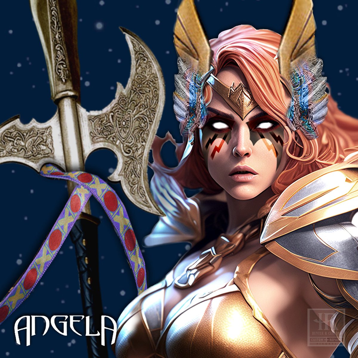 CustomsHunter's tweet photo. Angela,  Aldrif Odinsdottir
The firstborn daughter of Odin and Freyja, spirited away as an infant to the realm of Heven, where she becomes Leader of the Hunt.
#neilgaiman #spawnangela #hunter_r_customs #spawnfanart   #toddmcfarlane #marvelcomics #GuardiansOfTheGalaxy #AI_Spawn https://t.co/RyucsIBnWJ