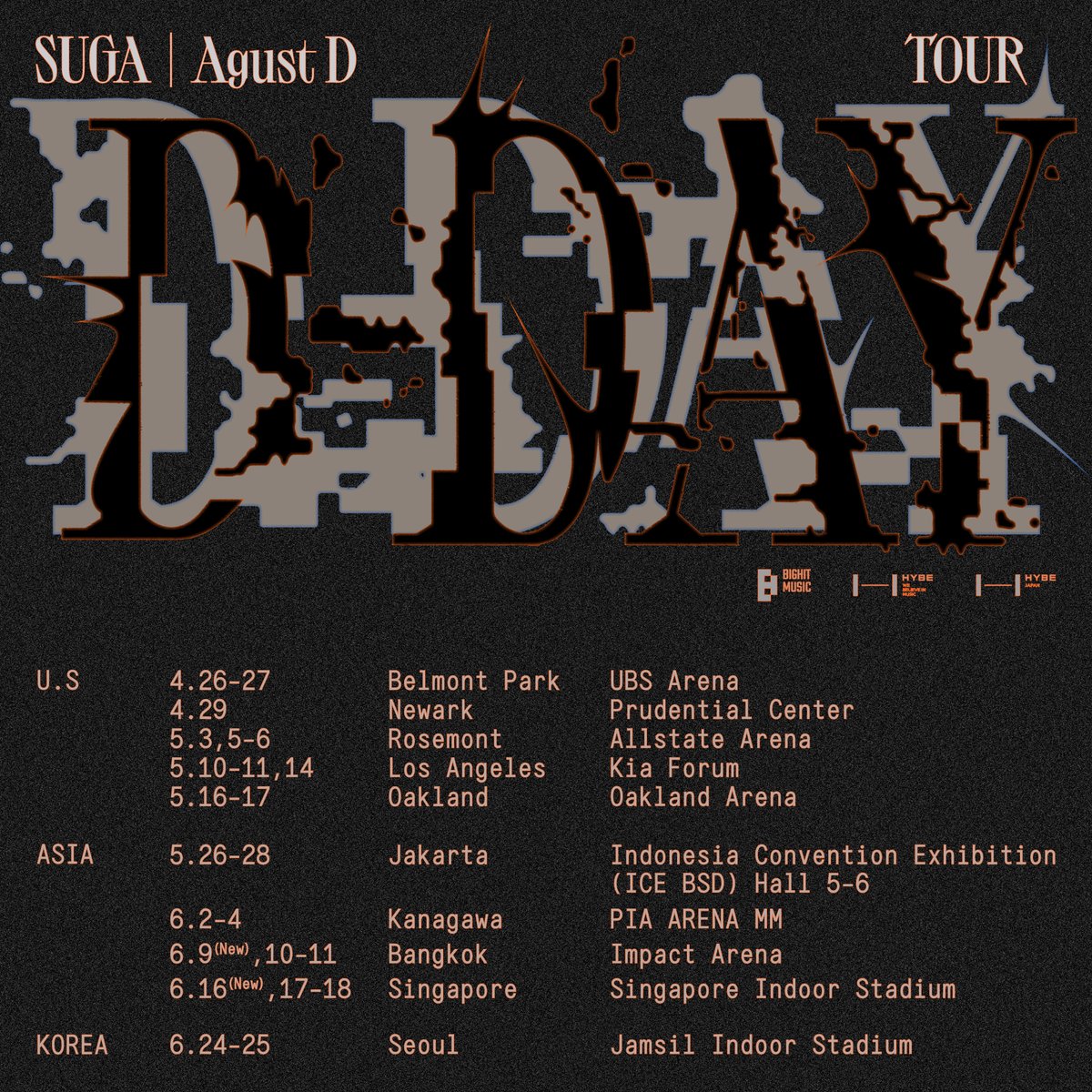 SUGA | Agust D TOUR ‘D-DAY’ IN ASIA 방콕, 싱가포르 추가 공연 안내 

#SUGA #AgustD #슈가 #SUGA_AgustD_TOUR #D_DAY_TOUR