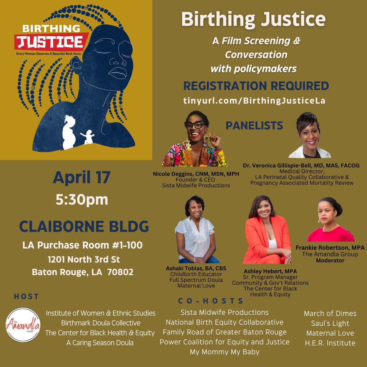 #BlackMaternalHealthWeek is next week. What are Black maternal health orgs in LA doing? We are hosting  a screening of the powerful film, #BirthingJustice for POLICYMAKERS to discuss solutions to the Black maternal & infant health crisis w/advocates & experts.  #Lalege #BMHW23