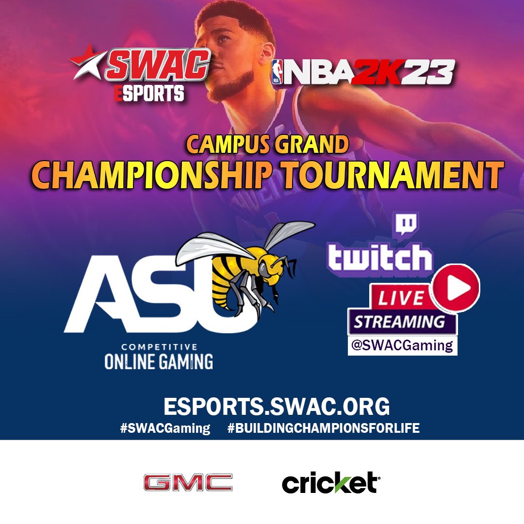 SWACEsports's tweet photo. #SWACGaming Alabama State University NBA 2K23 Campus Championship Game Presented by @GMC @Cricketnation
WATCH LIVE 👉 https://t.co/p6xEwruyfq OR 👉 https://t.co/GRJof2k4KX https://t.co/CnRrOXhSNw