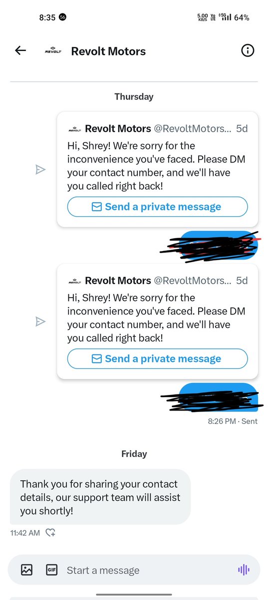 ShreyThaker6's tweet photo. @RevoltMotorsIN @RevoltMotorsIN @rttnind @rahulsharma 
I think it's already been a week still no call no updates from your support team 
So pathetic customer service.
Better try to retain previous customers than just focusing on sales https://t.co/Yx9CBg0Ars
