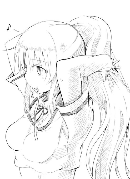髪を束ねる月夜ちゃん https://t.co/Qty8IKcleJ