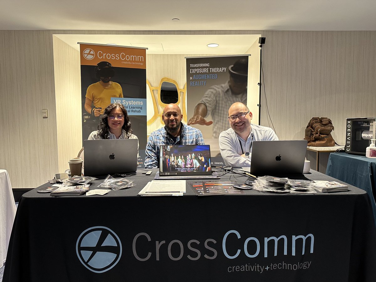 Exposure therapy in #AugmentedReality? #VR systems for motor learning and #rehabilitation? Thank you <a href="/CrossComm/">CrossComm</a> for demoing at #vMed23; it was exciting to see some of the innovative custom software your company builds for healthcare! Check out <a href="/CrossComm/">CrossComm</a> for your next big idea!