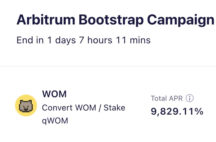 QuollFinance's tweet photo. Only 1 day and 7h left and APR is still hot🔥 

How to participate?

👉 Make sure your wallet is on Arbitrum chain
👉 Convert #WOM to #qWOM on Quoll 
🔗 https://t.co/6XSalzEN8Z
👉 Stake qWOM on the same page

#RealYield #Quoll #Wombat #defi #ArbitrumAirdrop https://t.co/E2fhQEROQI
