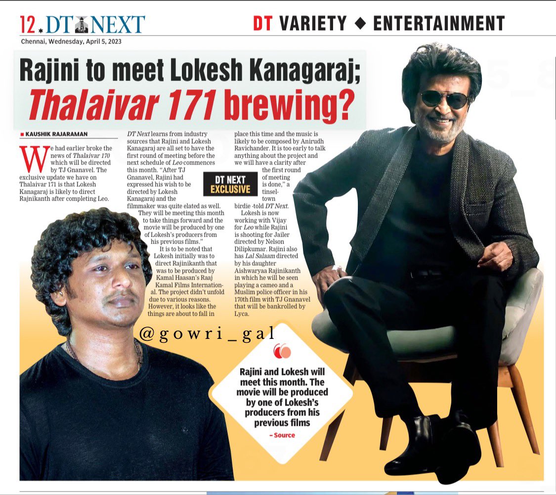 Ietsott's tweet photo. #Thalaivar171 - Lokesh Kanagaraj - Rajini https://t.co/gbabhr1a6W