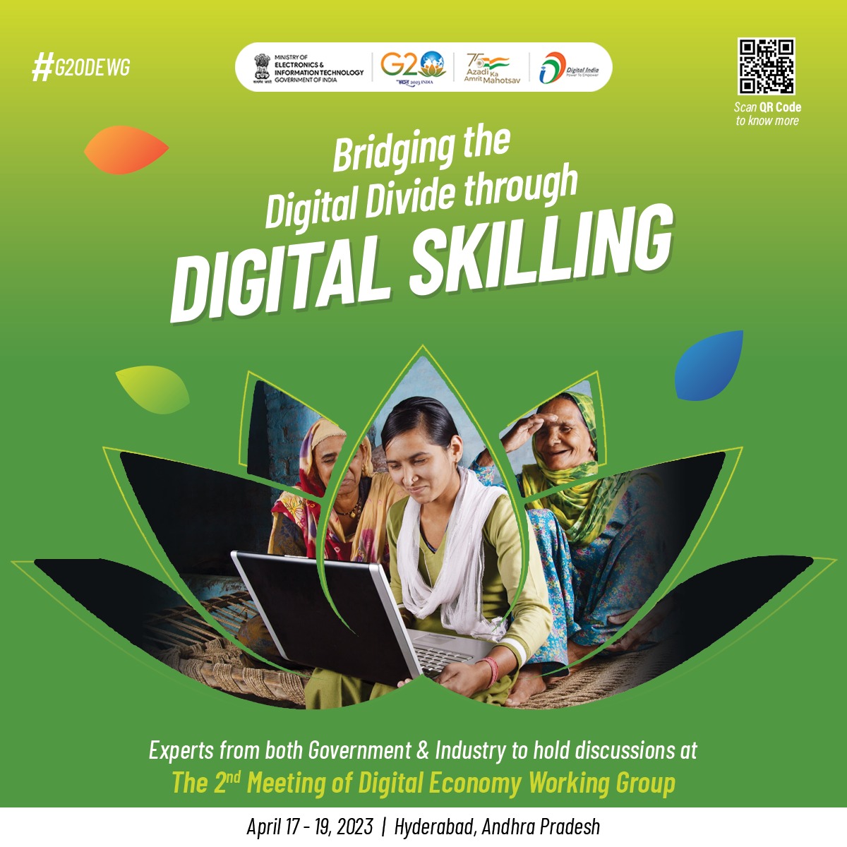 #DigitalSkilling for building a global future-ready workforce is one of the key priority areas of #G20DEWG Group. Deliberations are to take place on the same at the 2nd Meeting of DEWG in Hyderabad (Apr 17-19).