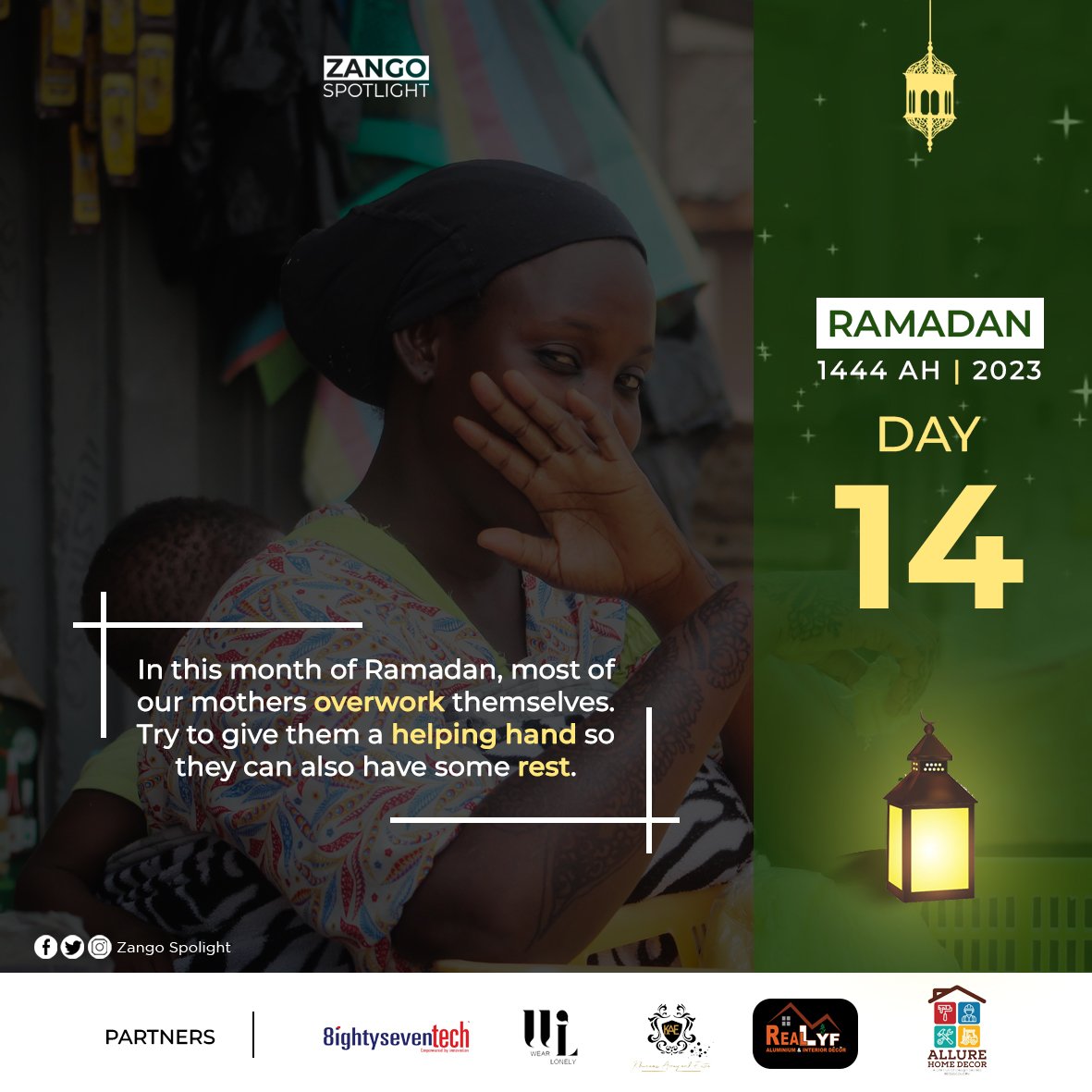 ZangoSpotlight's tweet photo. Day 14:

Lend mummy a hand to enable her also take a break. 

#Ramadan2023 | #ZangoPeople https://t.co/1GhECOCudf