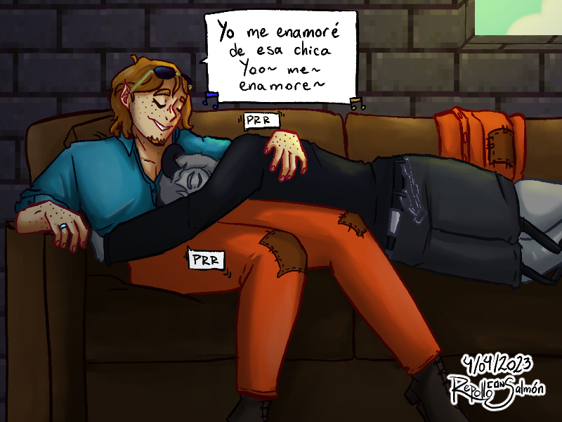 repollocsalmon's tweet image. QUE DIBUJO A LOS TESO DEL LATAMSMP CON MIS DOS HC FAVORITOS:

1 Jeso ronronea
2 Tem le canta cumbias para que duerma y así Jeso no tiene pesadillas &amp;lt;3 

#latamsmp #gays