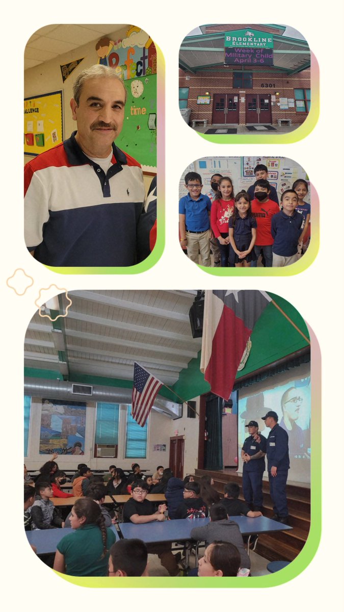 Brookline celebrates Month of the Military Child Spirit Week - Day 1. Thank you for celebrating Patriotic Day! Special thanks to our local coast guards for speaking with our fifth graders about their service.  #WeSaluteOurTroopsHISD  <a href="/hisdBrookline/">Brookline Elementary</a>