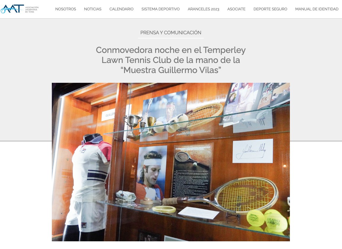 puppotenis's tweet photo. Gracias @AATenis por acompañar en la inauguración de la "Muestra @GuilleVilasOK" en el #TemperleyLTC y el comentario en el sitio oficial: https://t.co/dl2cxkmCKQ
Solo falta el espacio en el #BALTC para completar la trilogía de clubes elegidos por el propio Vilas. https://t.co/4kFVkzjdKa