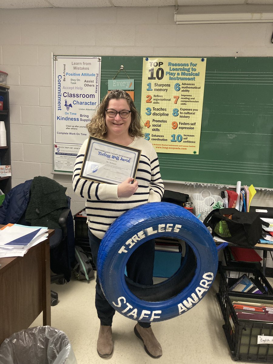 Congratulations to our March Tireless Staff Award winner - Mrs McIntyre!!! Thank you for all you do for KVHS both in and out of the classroom!  #kvhsrenaissance #jostensrenaissance #TrueNorthRenRegion #tirelessstaff @jostensrenaissance