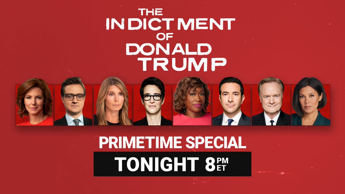 TONIGHT: Tune in at 8 p.m. ET as <a href="/chrislhayes/">Chris Hayes</a> and the <a href="/MSNBC/">MSNBC</a> team host special coverage following the arraignment of Donald Trump.