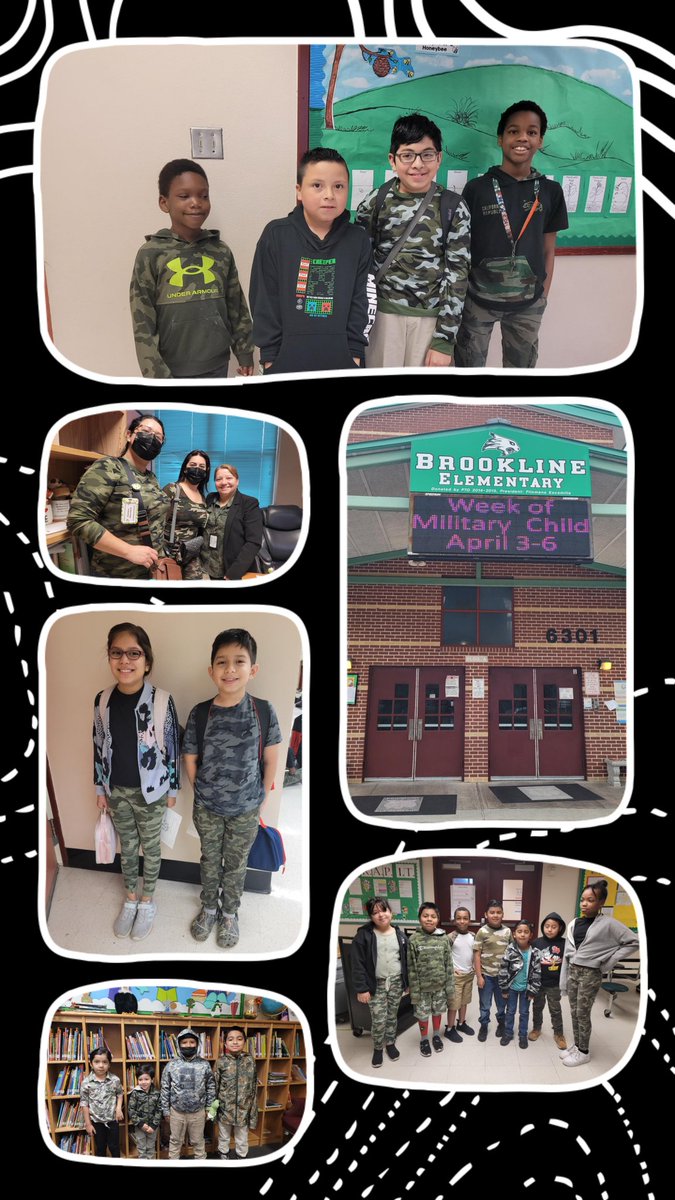 Brookline celebrates Month of the Military Child Spirit Week - Day 2. Thank you for celebrating Crazy Camo Day!  #CrazyCamoHISD   <a href="/hisdBrookline/">Brookline Elementary</a>