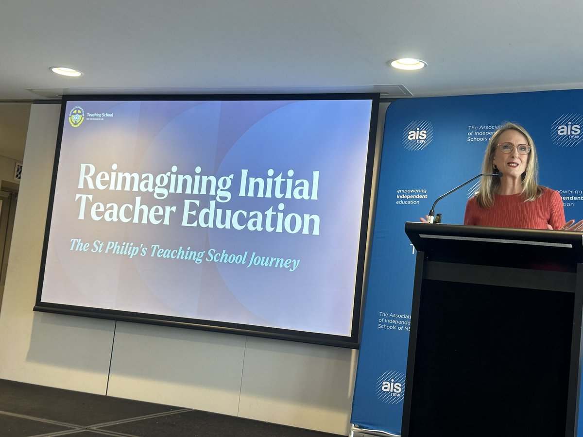 Samantha Van De Mortel opening keynote at the @AISNSW Teaching School Learning Forum - talking about how it began in partnership with @alphacrucis #teachingforum #growingnurturingeducators