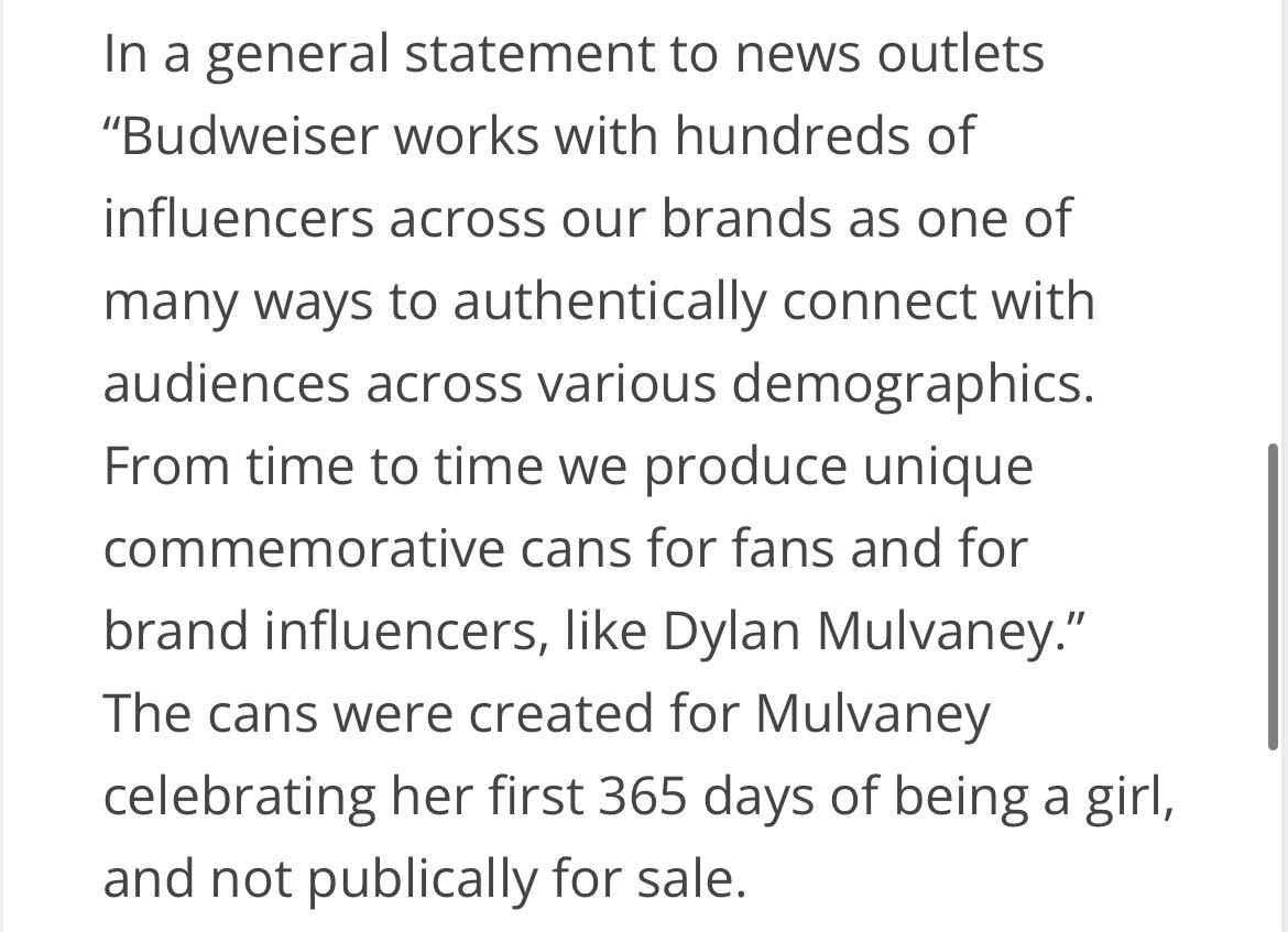 please actually *read* about bud light and dylan mulvany. if your life is derailed by a woman getting a custom gift to celebrate a personal milestone, you should probably reevaluate oh, i dont know, everything about yourself?
