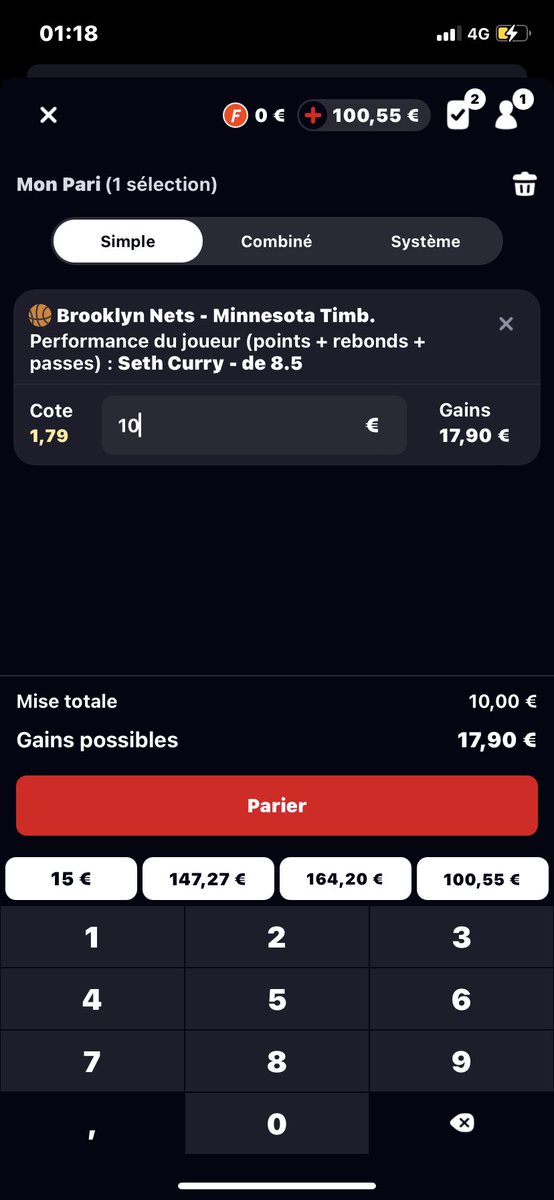 PRONOSIDC's tweet photo. MONTANTE #TeamParieurs

PALIER 1 (10€ -> 100€)

#NBA 

🏀 Brooklyn - Minnesota (⏰01h30)
👉 Seth Curry -8,5 PPR
📊 Cote -> 1,79
💵 Mise 10€ -> 17,90€

NO BET NO GAIN 🍀

#TeamParieur #prono #bet #nba #BrotherlyLove #DubNation #Warriors #LakeShow #NetsWorld #BleedGreen #Bucks https://t.co/qupMAtICME