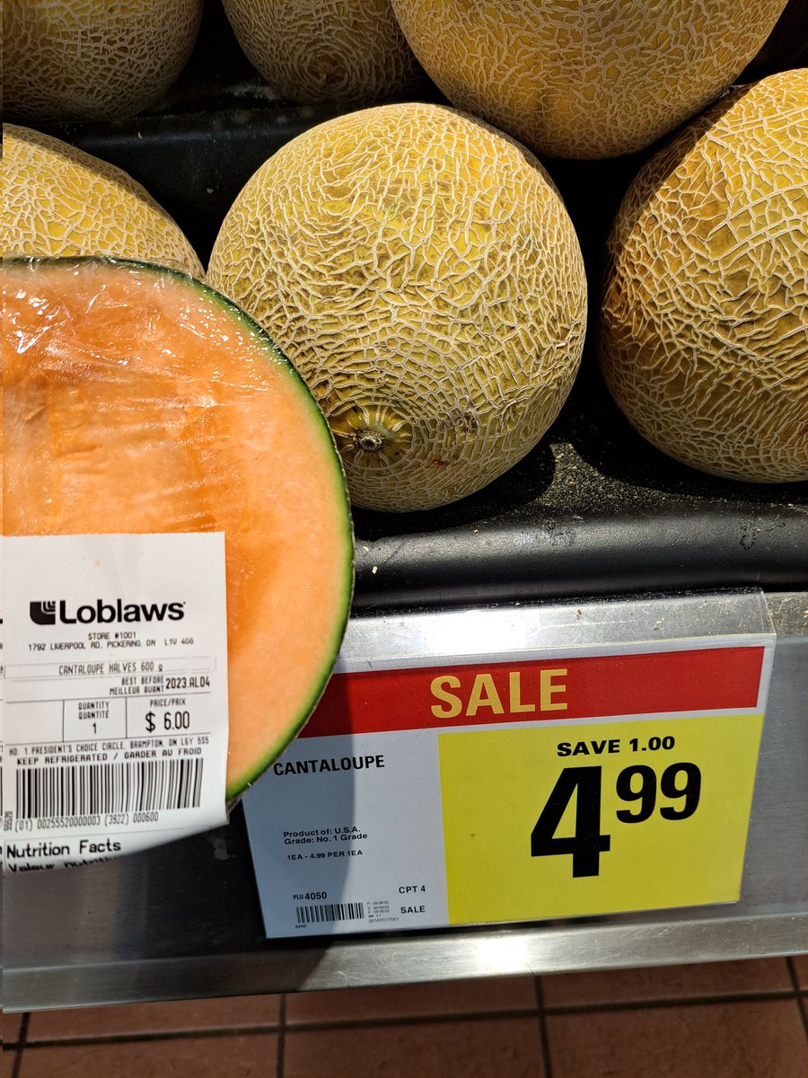 Maybe this is why there is a 60 percent increase in Canadians using foodbanks. <a href="/LoblawsON/">Loblaws</a> do better! We need #FoodSecurity for Canadians. Why is half a cantaloupe more than a whole?