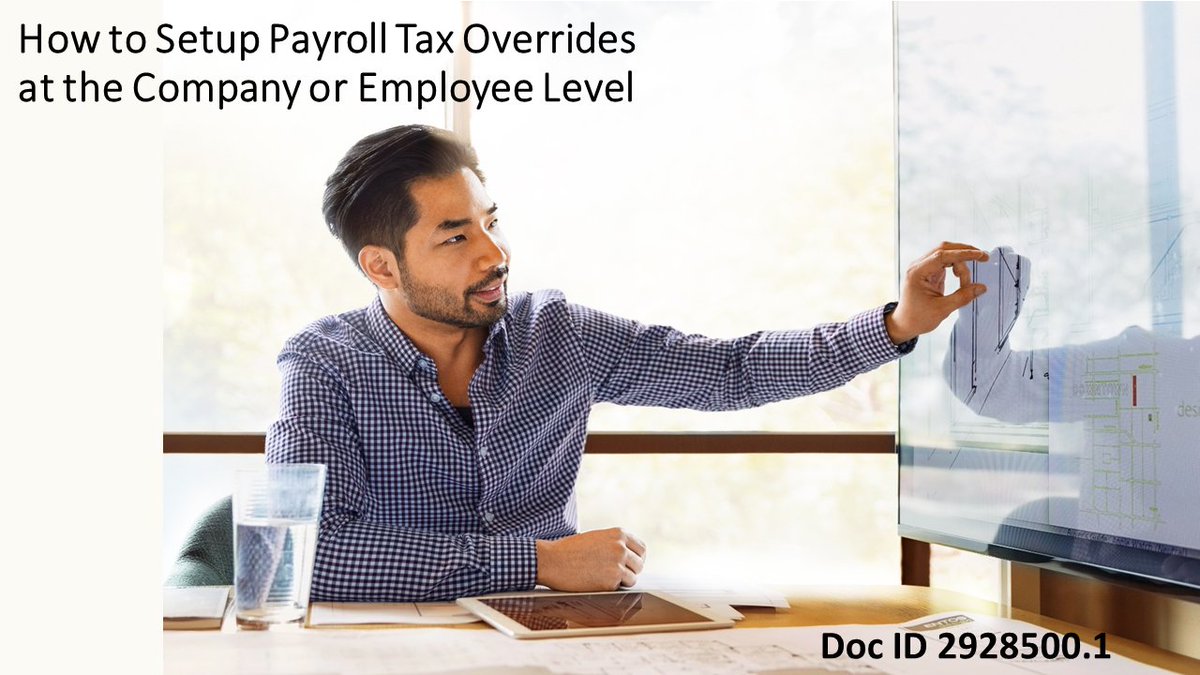OracleJDEdwards's tweet photo. New HowTo document to setup Tax Rate Overrides at Company or Employee level in @OracleJDEdwards #USPayroll #CanadianPayroll. Doc ID 2928500.1. https://t.co/Yi5XOGoK6v https://t.co/DeozDTaa3B