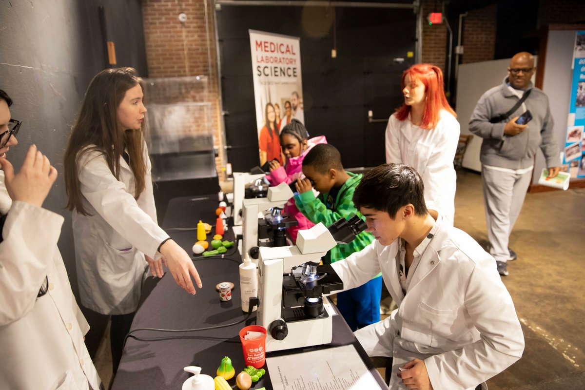 APSUCoSTEM's tweet photo. Medical laboratory science students and Dr. Heather Phillips hosted a hands-on exhibit at the Mission Nutrition: A Children's Health Fair on April 1 at the Customs House Museum & Cultural Center. #ExperienceSTEM https://t.co/QNAzIGYO0E