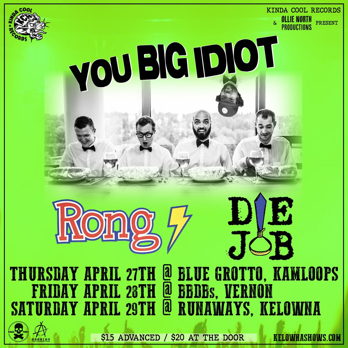 KindaCoolRecs's tweet photo. The gang heads east for a BC Three’r! 
Catch the triple threat in Kamloops, Vernon and Kelowna! 

Roll out! 

@YOUBIGIDIOT @RongBandYVR @DieJobPunk @BlueGrottoLive https://t.co/z8sJ9eJiFq