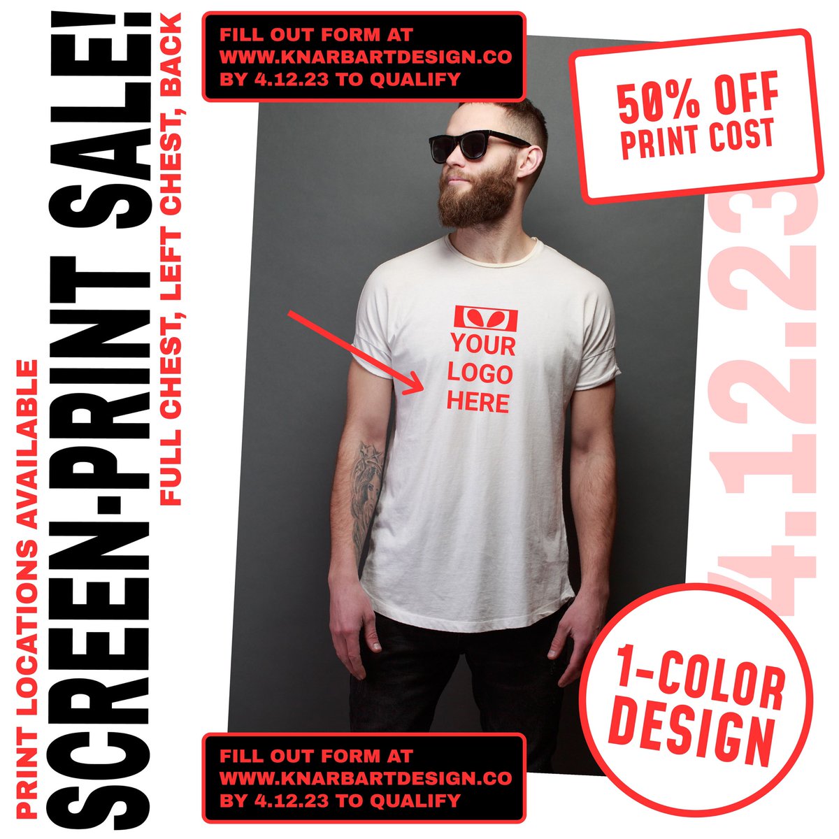 🚨KDco Knews

From NOW until 4/12 is 50% off PRINT FEES for any 1-Color screen print design! 

Supply your own design or have us make one for you! Setup fees &amp; Design fees remain standard.

HOW TO GET DA LOW 👽💰⬇️
Head over to knarbartdesign.co and fill out a form by 4/12