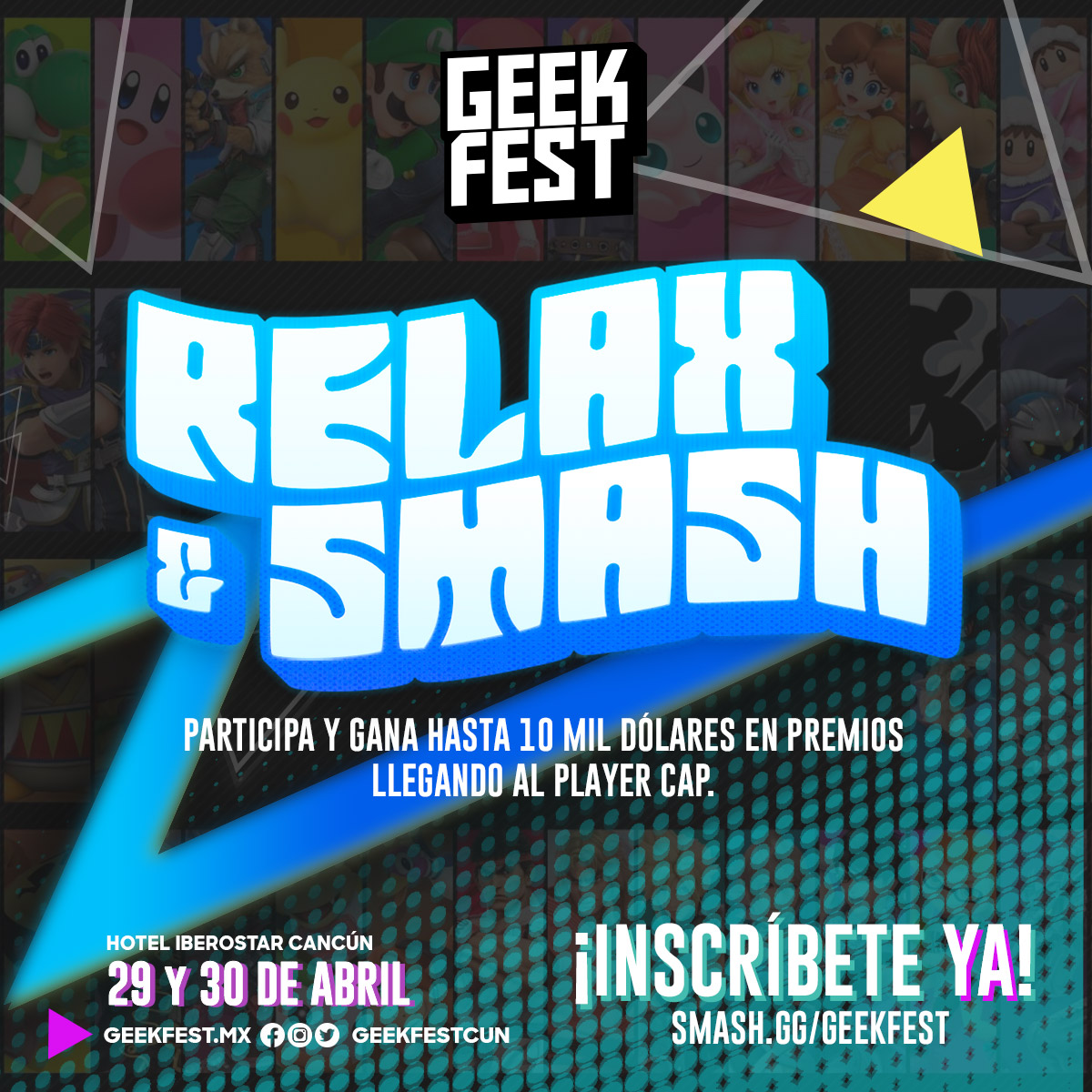 Teniendo sede en Iberostar Cancún🏝
un Hotel 5 diamantes con un Centro de Convenciones de talla Mundial 🌎 

¡Registrate ya!
🗓️ Abril 29 y 30 del 2023
🎮 Ultimate / Melee
📍 Cancún, Quintana Roo
Link en la descripción