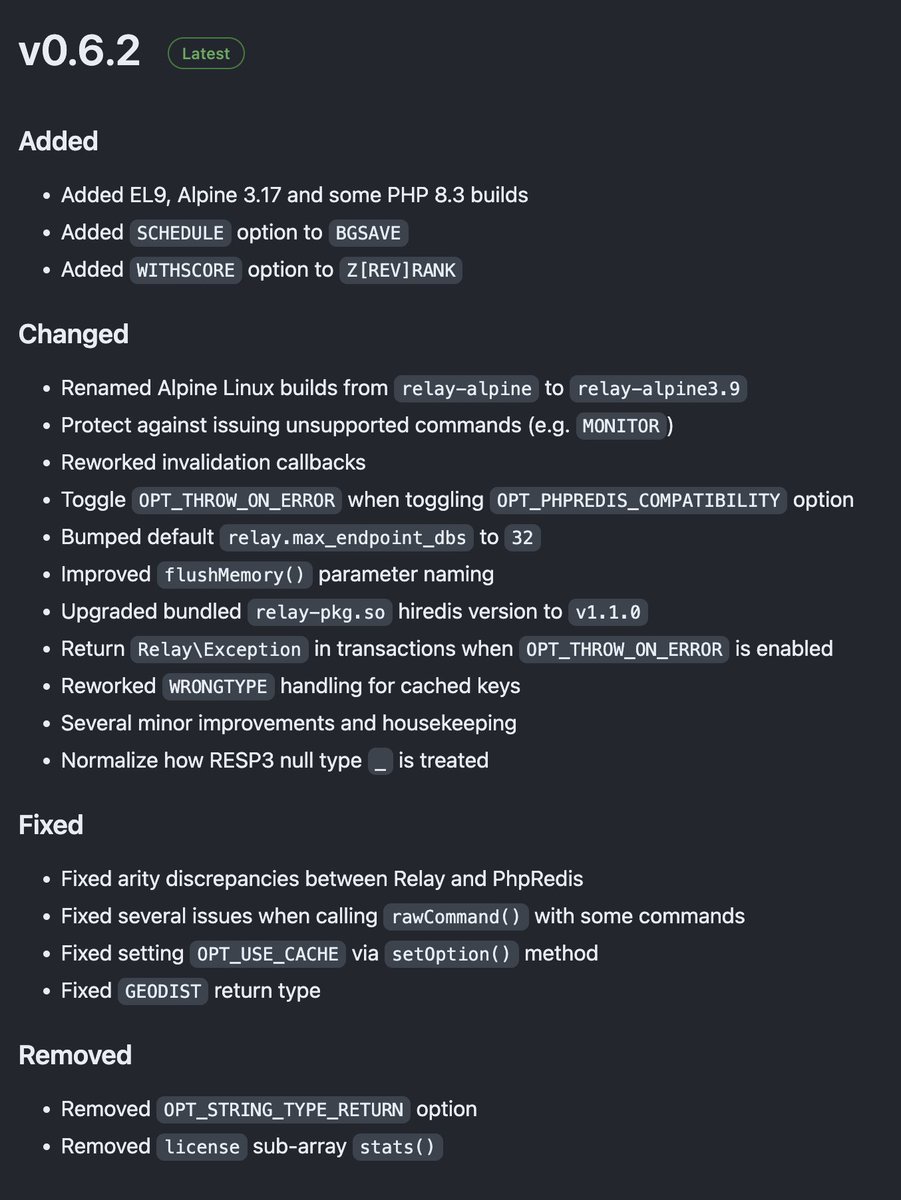 RelayPHP's tweet image. In case you missed it, Relay v0.6.2 is out and comes with tons of improvements. If you’re running Relay v0.6.0 or older, we recommend upgrading.