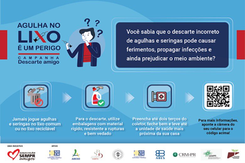 AbesParana's tweet photo. Conheça a campanha DESCARTE Amigo - AGULHA NO LIXO É UM PERIGO! 

https://t.co/EmMRYAG2mk https://t.co/DsmeZkCi7H