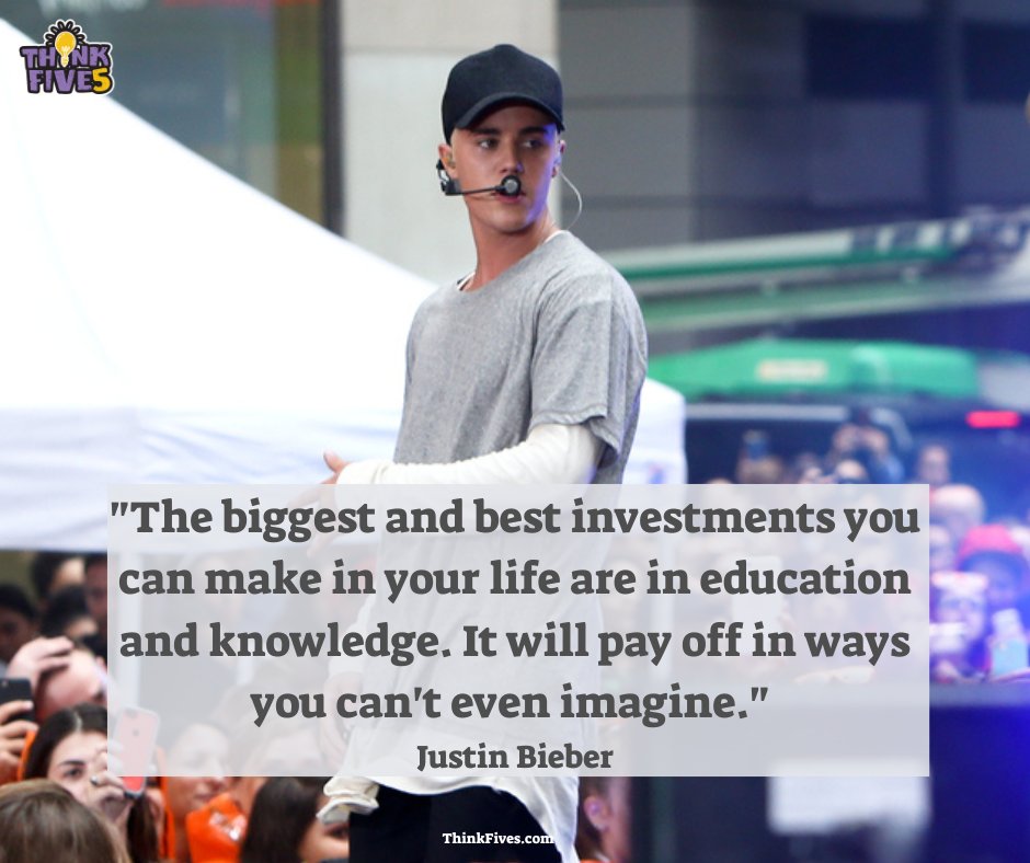 ThinkFives's tweet image. #TeacherTwitter! We want to share with you this quote that Justin Bieber says about education. Shares this with a student of your who has #BieberFever! 

ThinkFives shares #BrainCandy and #teachercontent for #educators! Follow us &amp;amp; check out our site: thinkfives.com.
