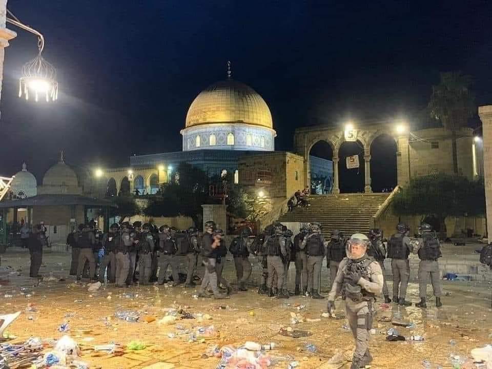 .. #Israel has turned Al Aqsa mosque to A real war zone during the holiest month for #Muslims #Ramadan Photo source @TamerMisshal