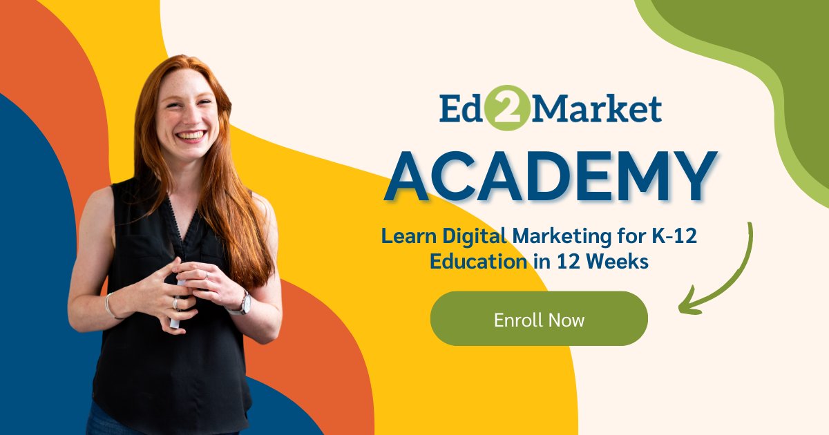 We're proud to announce the launch of our brand new course, the Ed2Market Academy!

Learn digital marketing for K-12 education in 12 weeks, following real marketing strategies we implement and execute for our clients.

academy.ed2market.com 

#EducationMarketing #EduTwitter