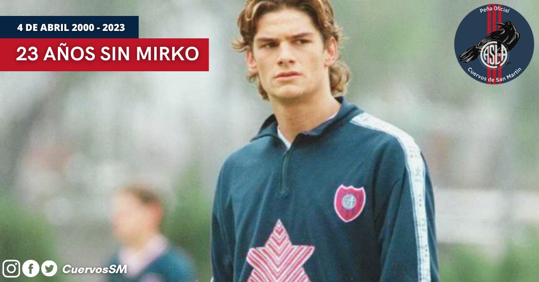 Introvertido, solidario, dueño de una zurda talentosa
Mirko sigue presente en los corazones de todos los cuervos y cuervas tras 23 años de su partida. 
⚠️ Prevención del Suicidio en Arg: (011) 5275 1135 o al 135 (línea gratuita en CABA y GBA)

#CuervosDeSanMartin
#MasQue90Minutos