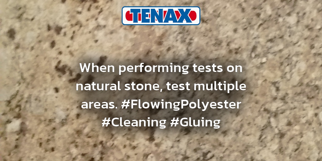 TenaxUSA's tweet image. When performing tests on natural stone, test multiple areas. #FlowingPolyester #Cleaning #Gluing